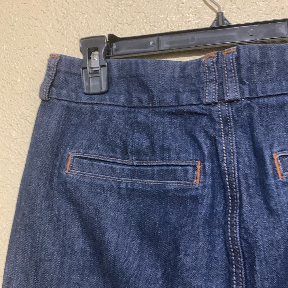 Old Navy Jean Skirt 6 Midi Blue Front Zipper w/Buttons Cotton Spandex Pockets - Picture 8 of 13